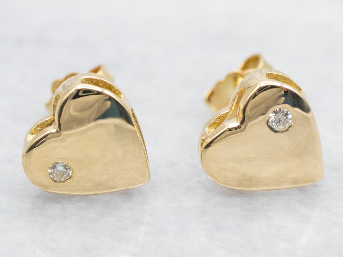 Diamond Heart Shaped Stud Earrings