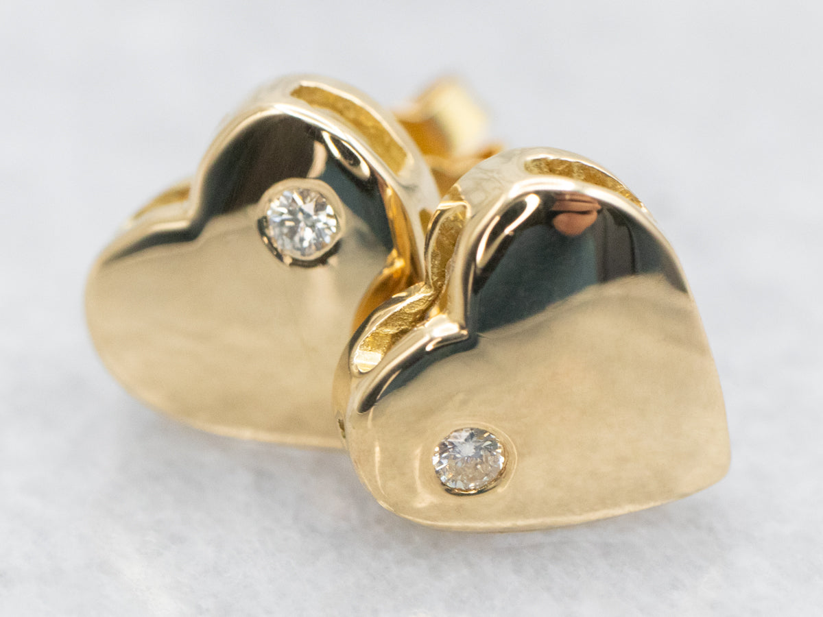 Diamond Heart Shaped Stud Earrings