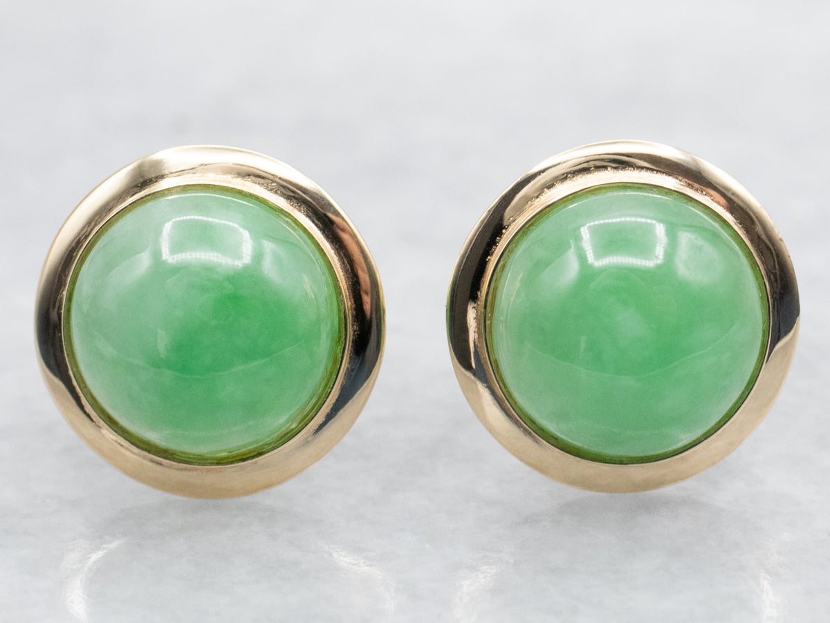 Bezel Set Jade Stud Earrings