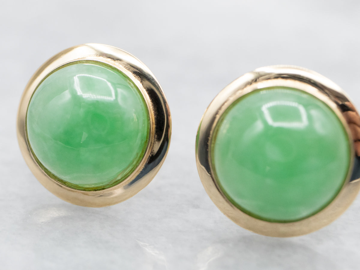 Bezel Set Jade Stud Earrings