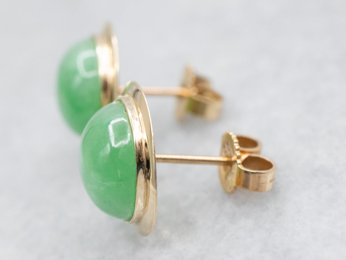 Bezel Set Jade Stud Earrings