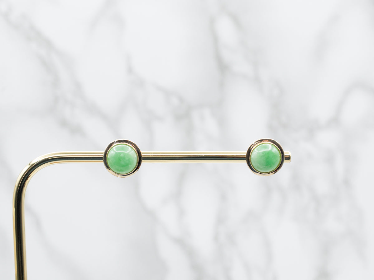 Bezel Set Jade Stud Earrings