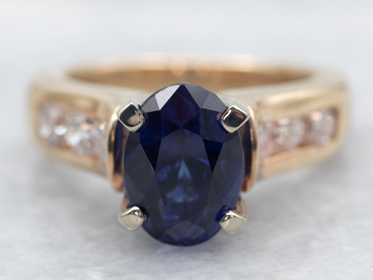 Modern Sapphire and Diamond Ring