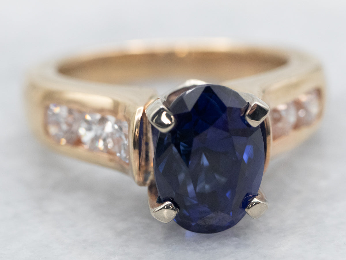 Modern Sapphire and Diamond Ring