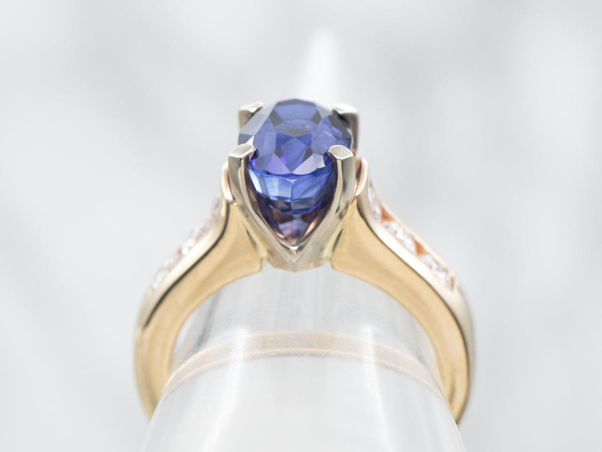 Modern Sapphire and Diamond Ring