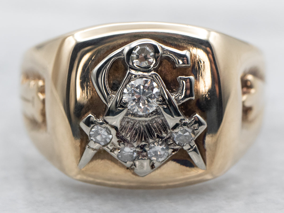 Men&#39;s Masonic Vintage Diamond Ring