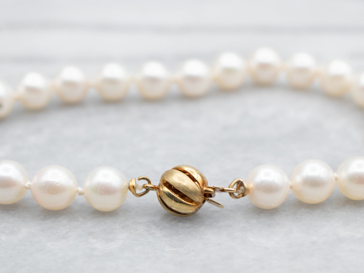 Yellow Gold Pearl Beaded Bracelet