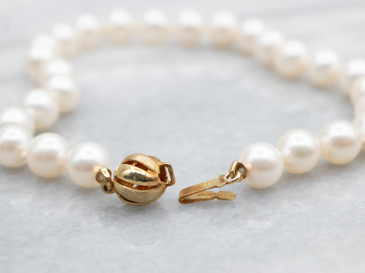 Yellow Gold Pearl Beaded Bracelet