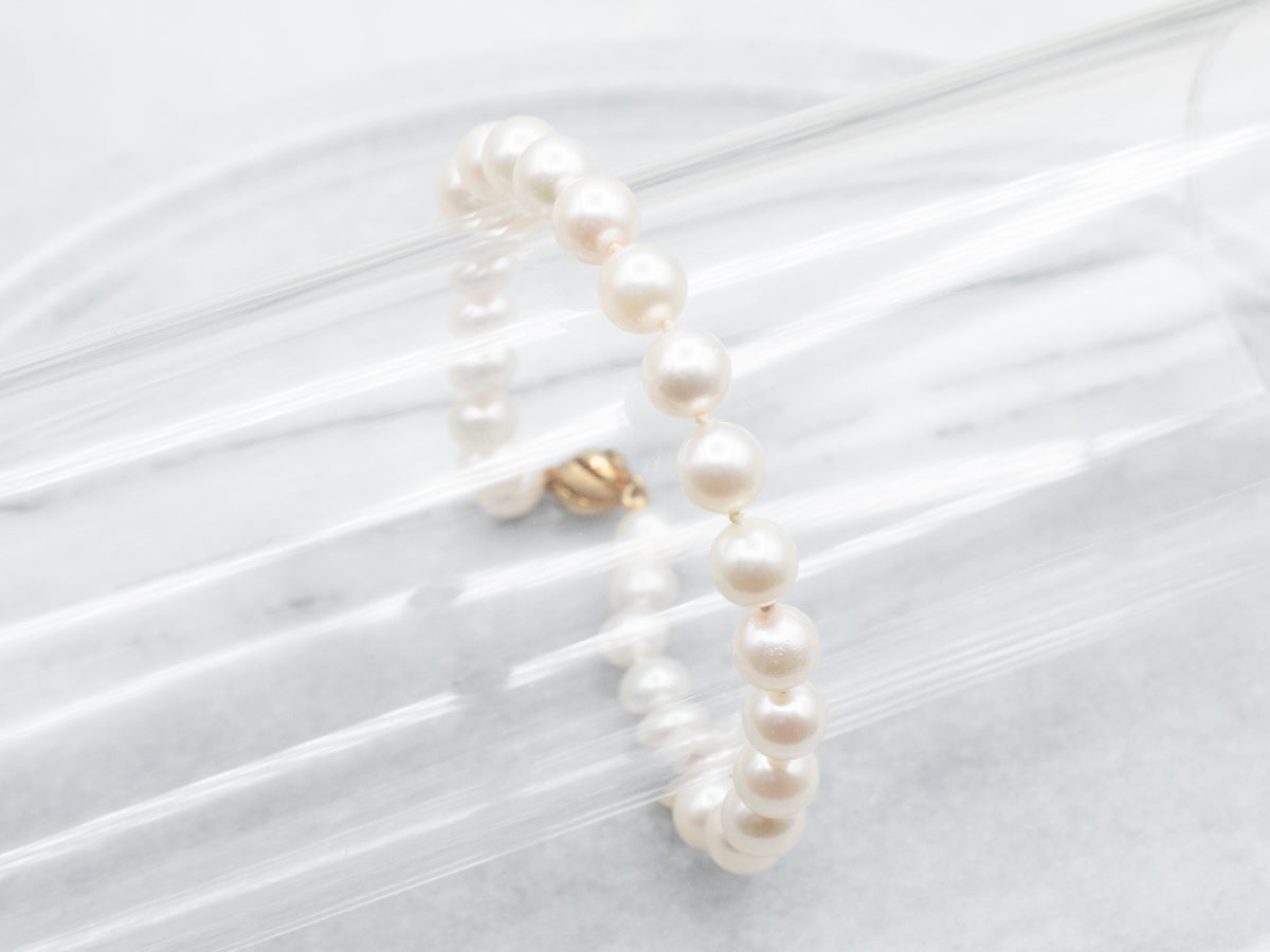 Yellow Gold Pearl Beaded Bracelet