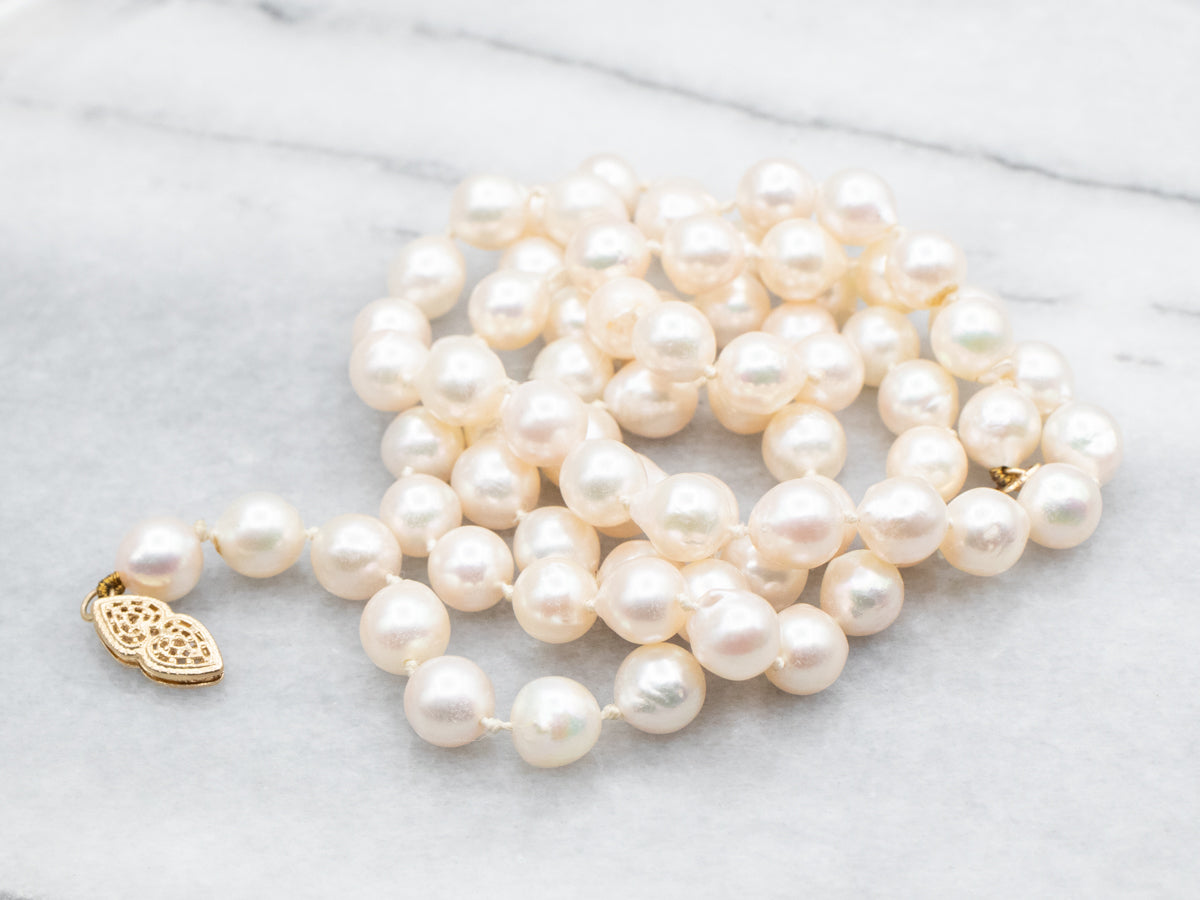 Long Beaded Pearl Necklace