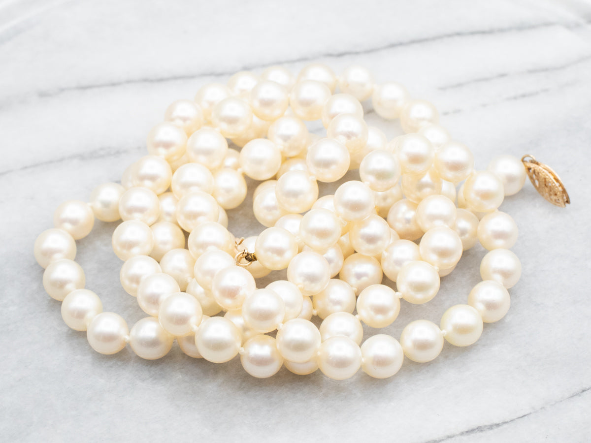 Long Saltwater Pearl Beaded Necklace