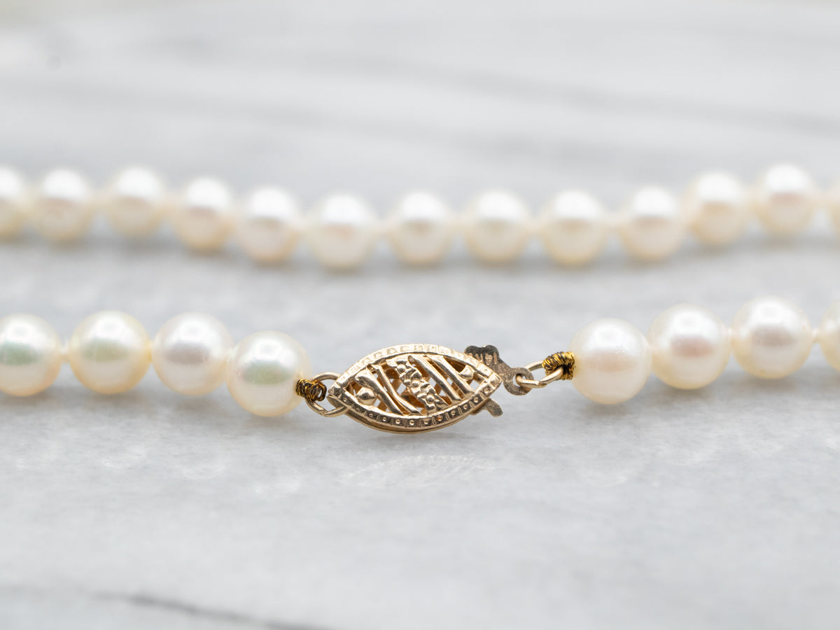 Yellow Gold Saltwater Pearl Necklace