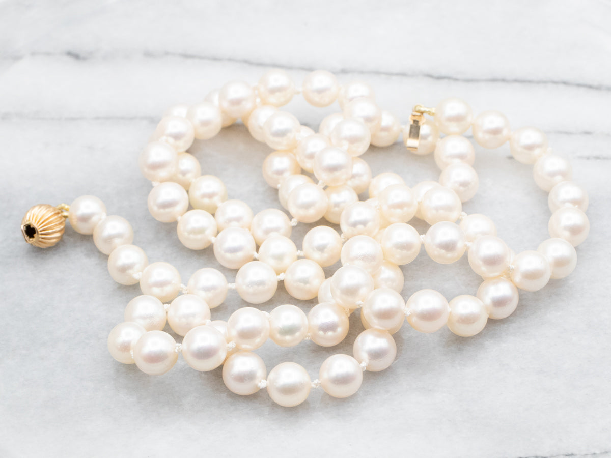 Long Saltwater Pearl Beaded Necklace