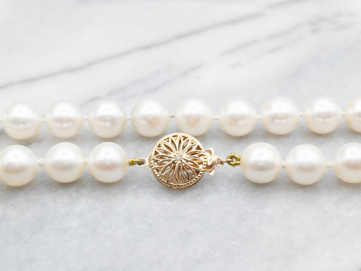 Antique pearl necklace with diamond clasp deals