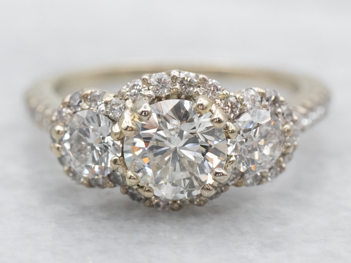 Modern Diamond Engagement Ring with Diamond Halo