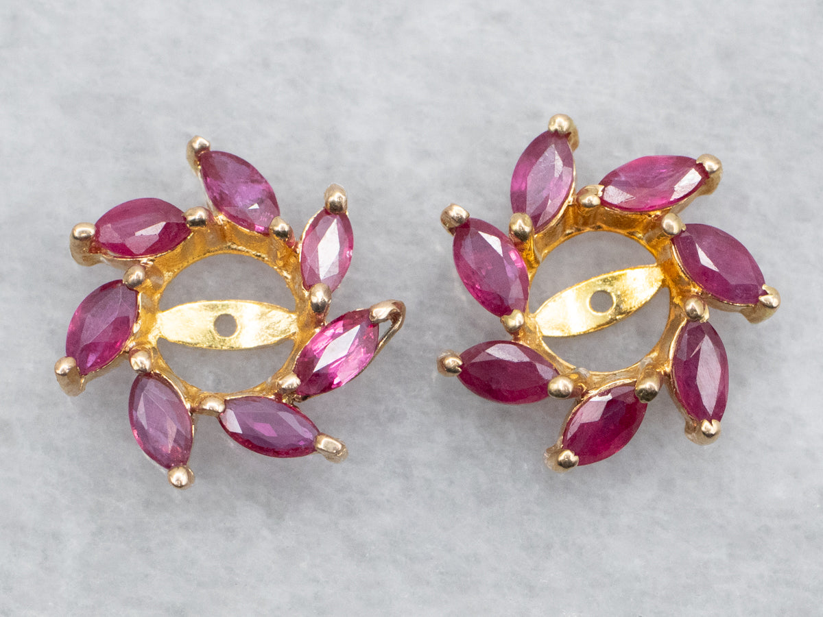 Vintage Marquise Cut Ruby Earring Jackets