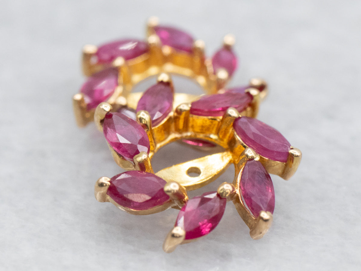 Vintage Marquise Cut Ruby Earring Jackets