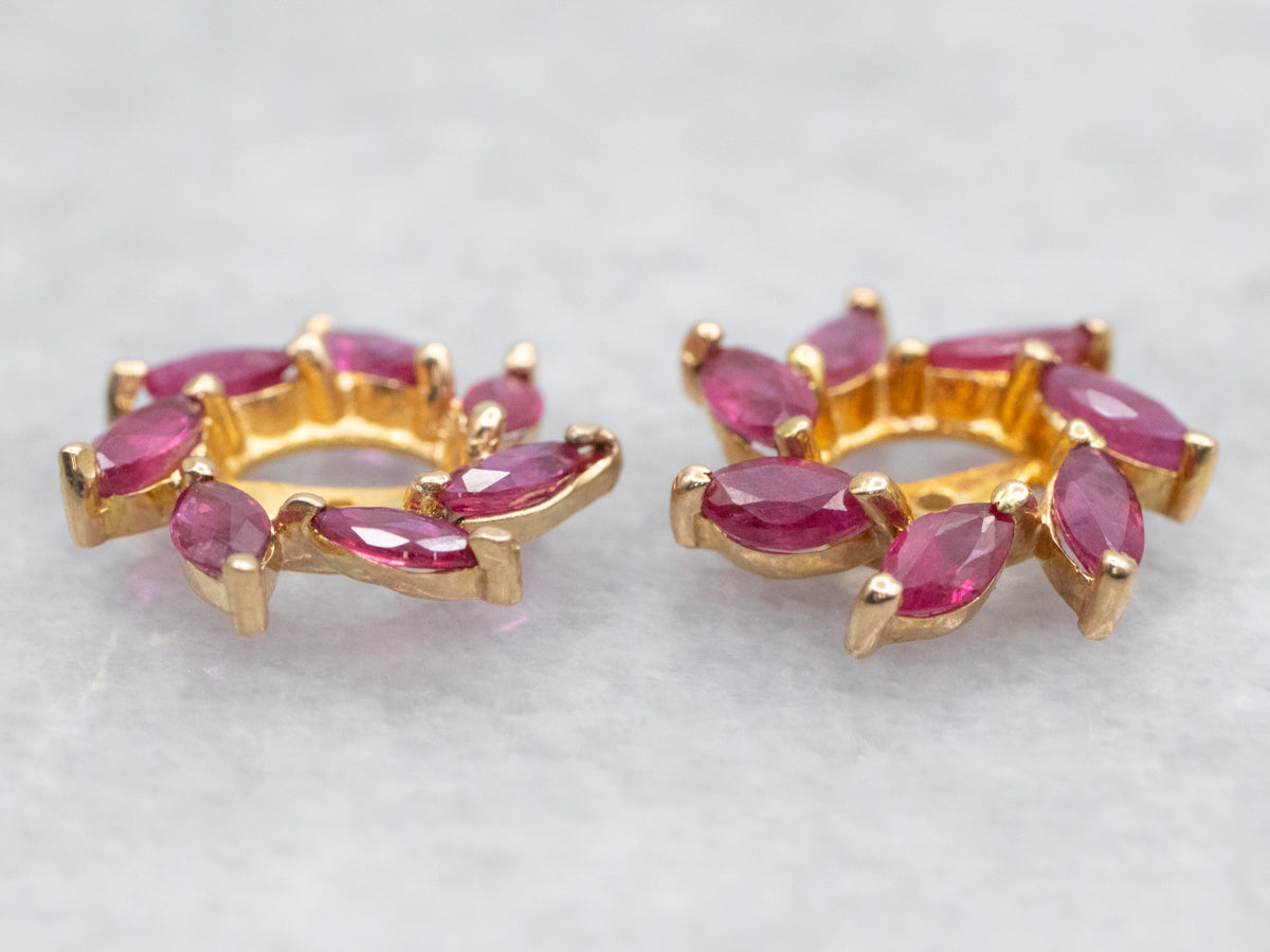 Vintage Marquise Cut Ruby Earring Jackets