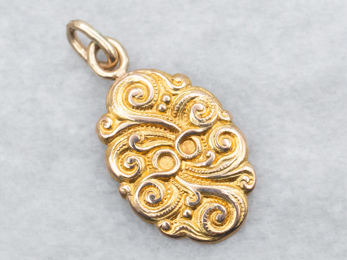 Swirling Gold Cufflink Conversion Pendant