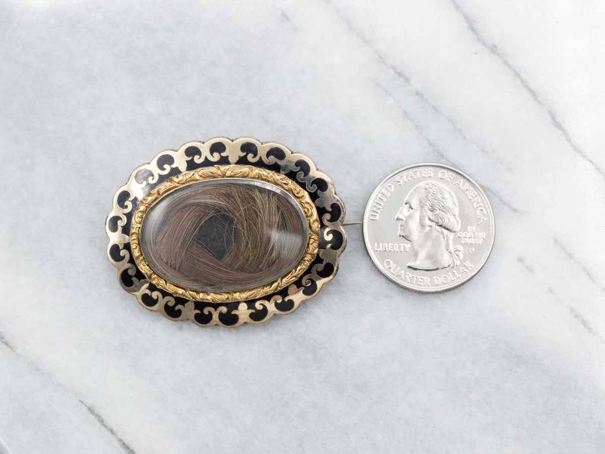 (Reserved for Victorian deals Times) 1800s woven hair mourning brooch