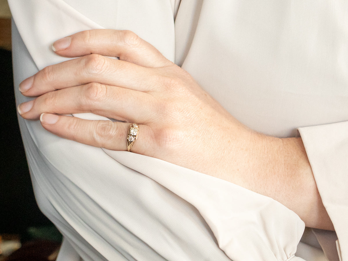 Two Tone Yellow and White Gold Diamond Engagement Ring with Diamond Accents