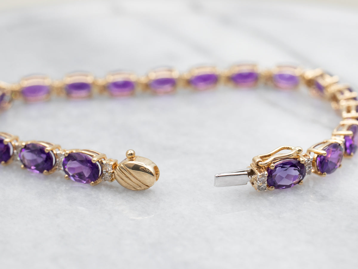 Amethyst and Diamond Tennis Bracelet