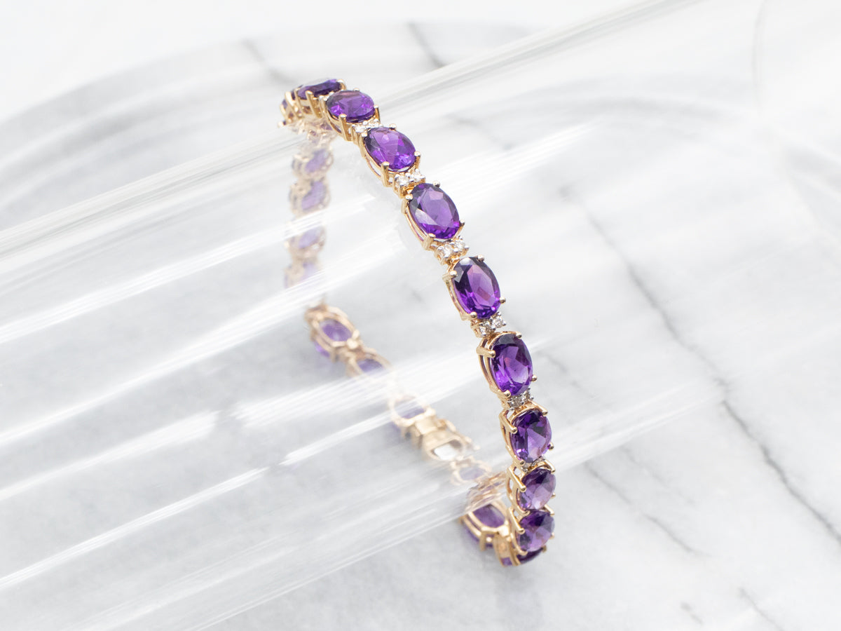 Amethyst and Diamond Tennis Bracelet