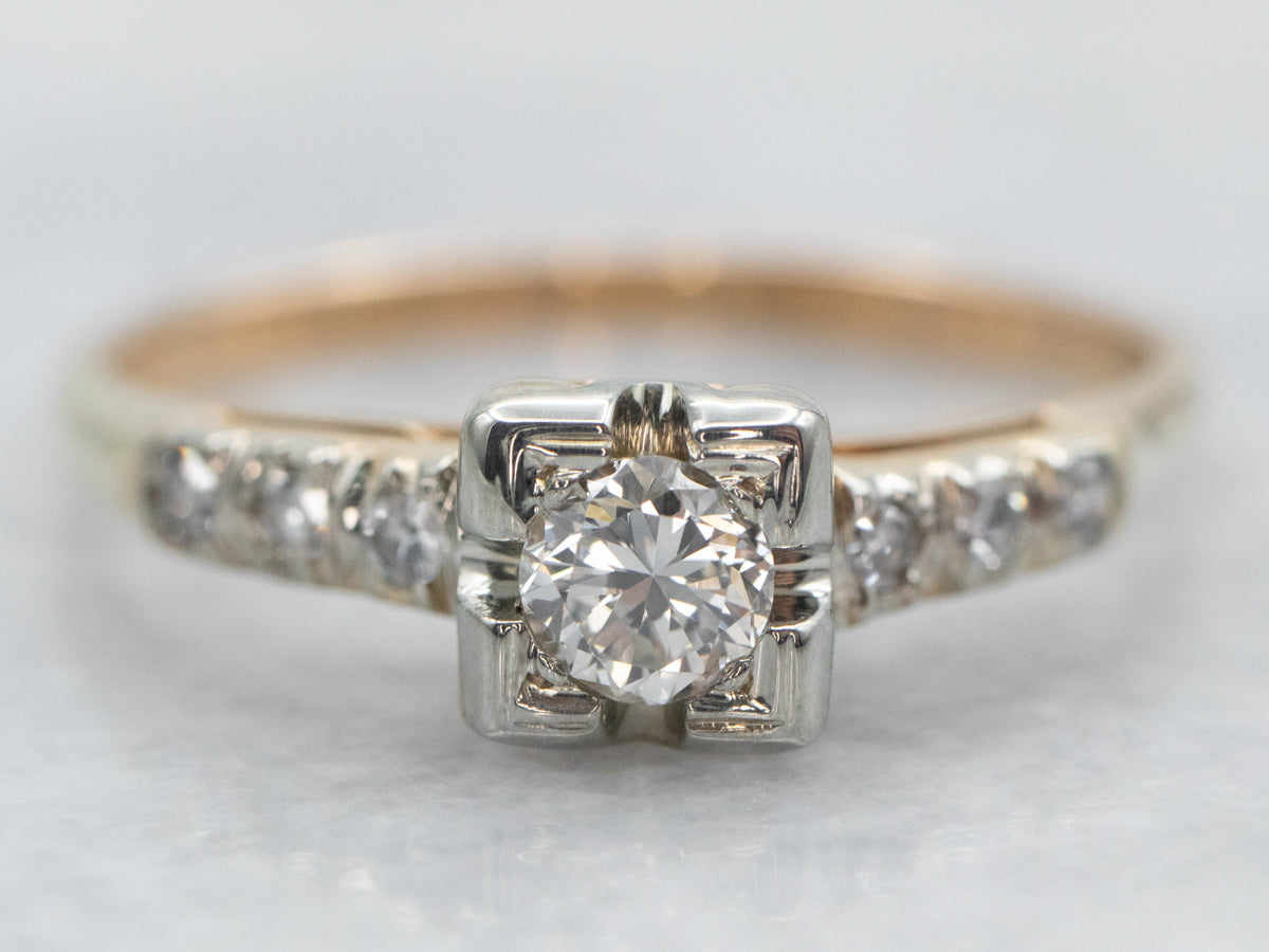 Retro Diamond Engagement Ring