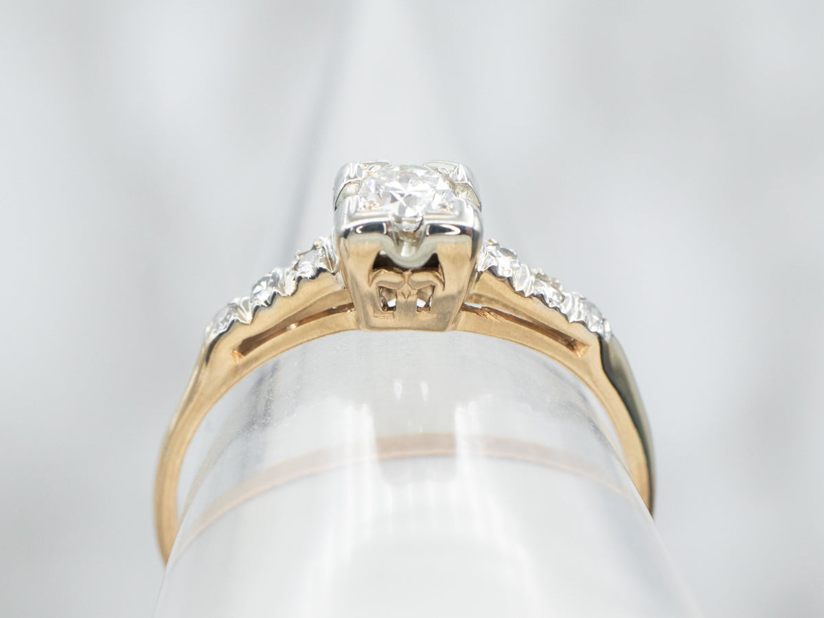 Retro Diamond Engagement Ring