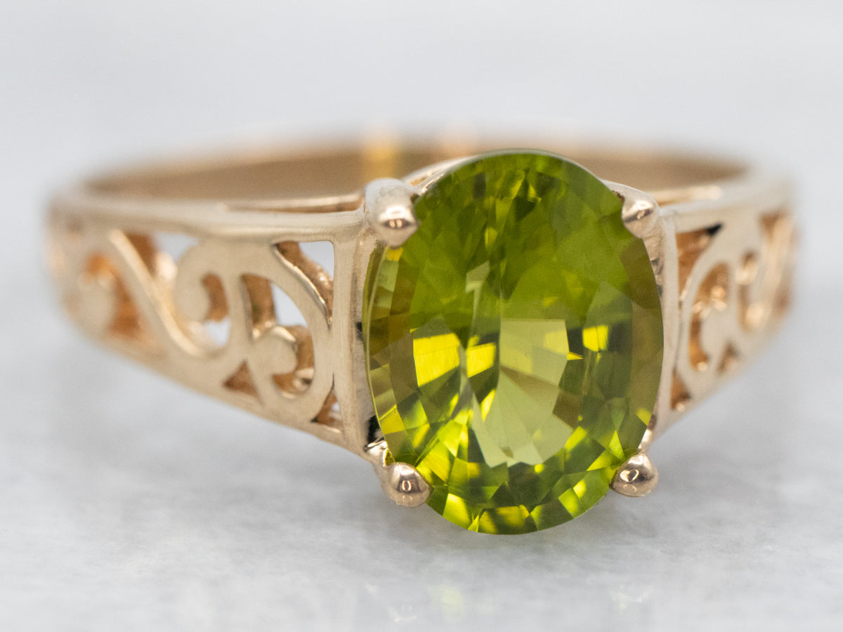 Anillo Solitario Filigrana Peridoto