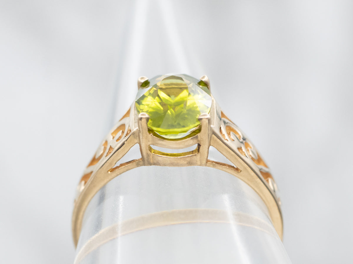 Anillo Solitario Filigrana Peridoto