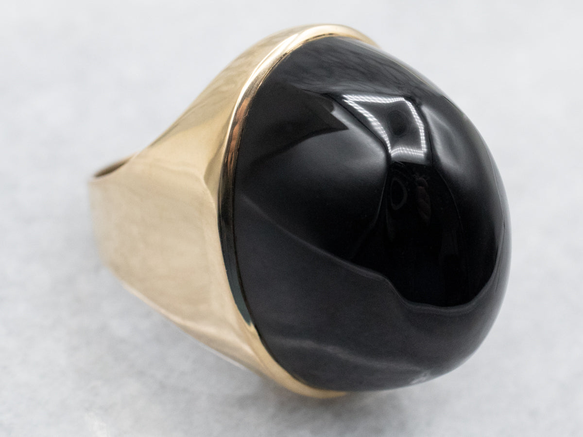 High Dome Black Onyx Solitaire Ring