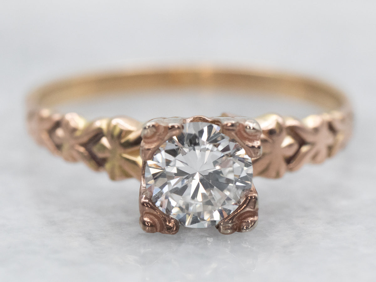 Vintage Gold Diamond Solitaire Engagement Ring