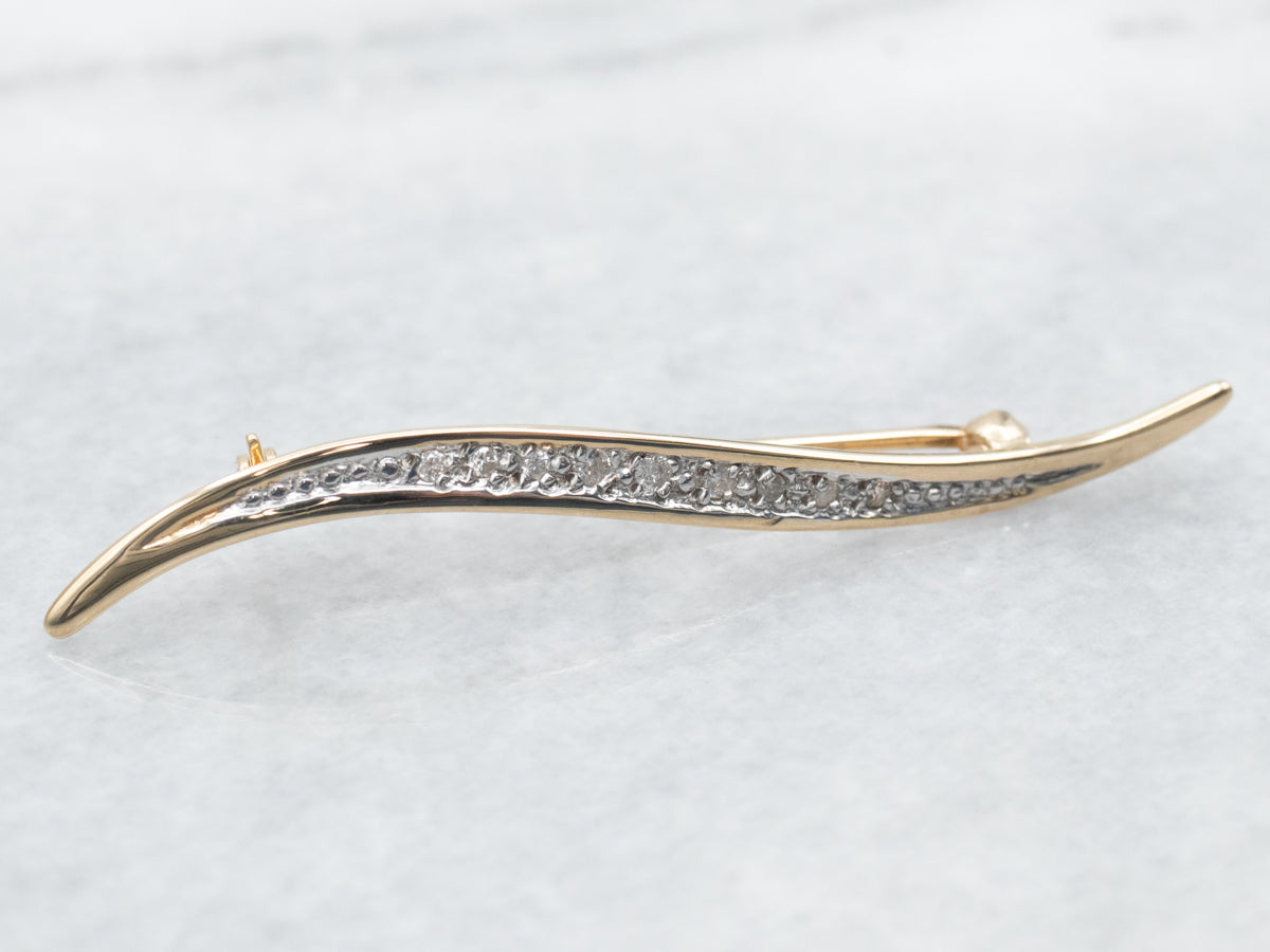 Yellow Gold Diamond Swirl Brooch