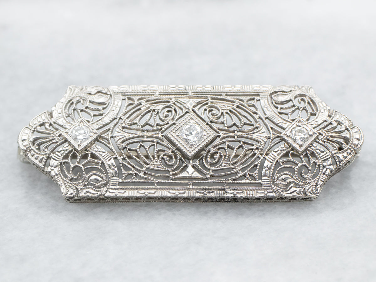 Art deco diamond brooch deals