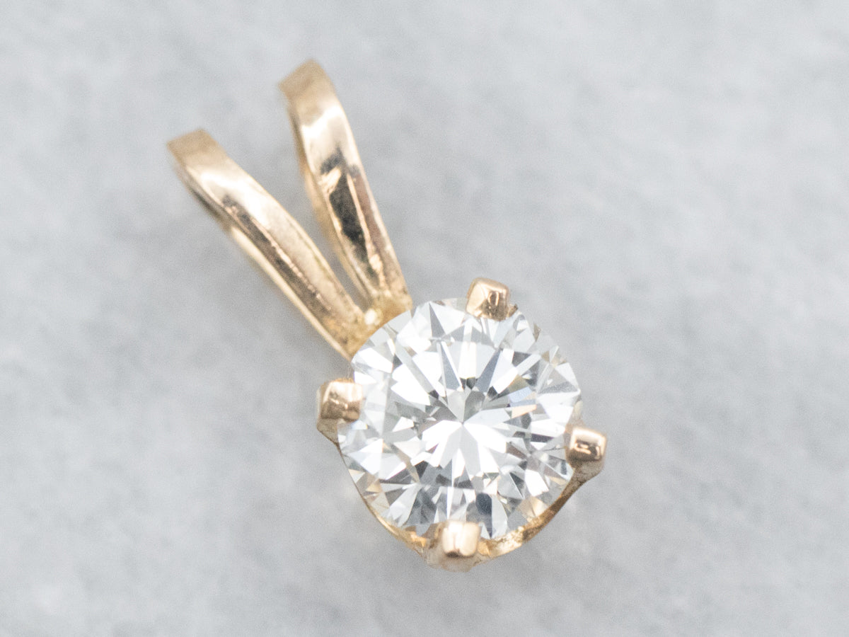 Yellow Gold Diamond Solitaire Pendant