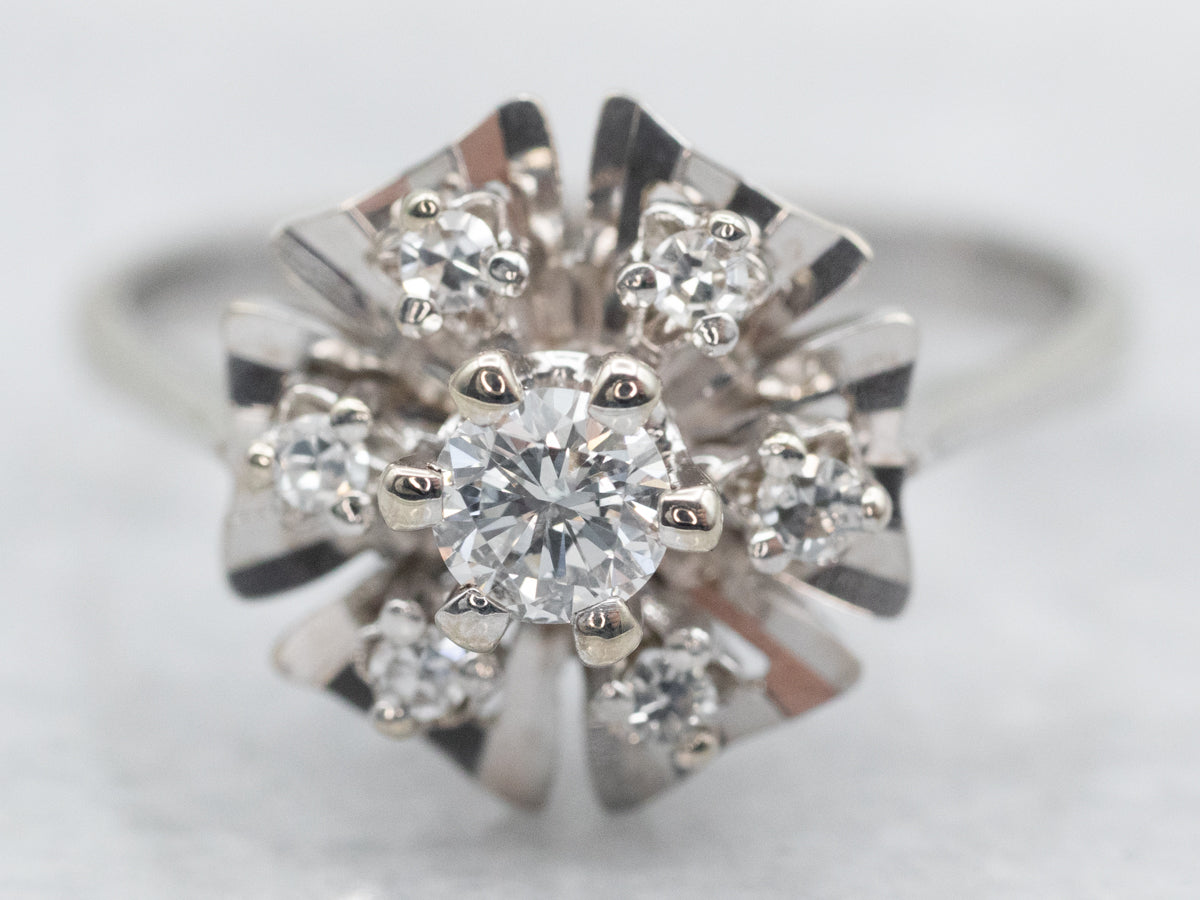 White Gold Diamond Flower Ring