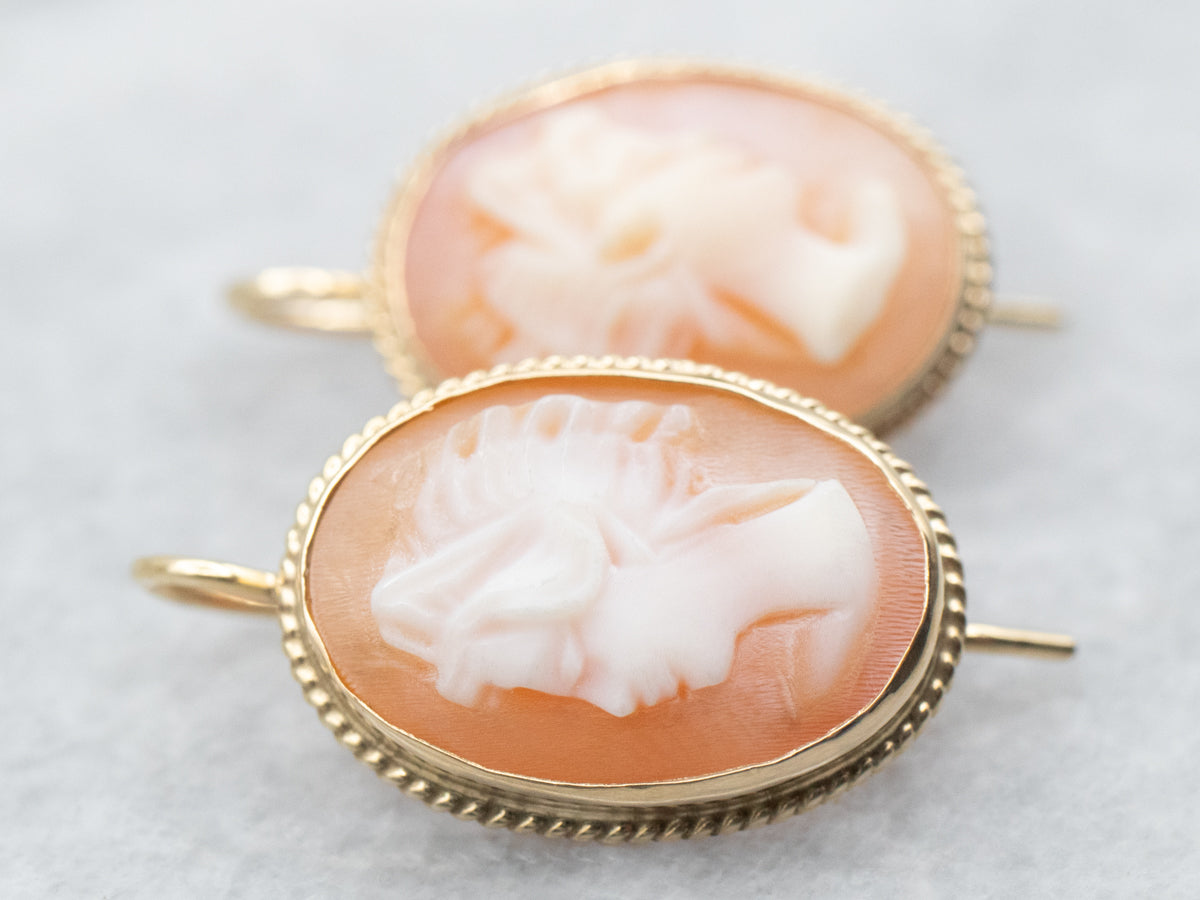 Mid-Century Cameo Drop Earrings