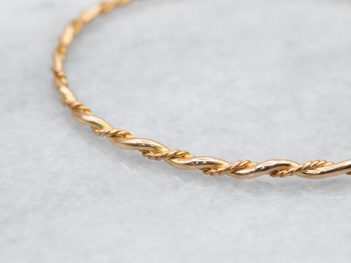 Yellow Gold Twisted Bangle Bracelet
