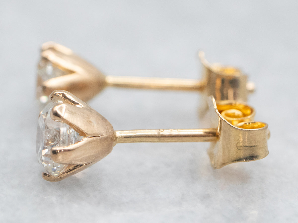 Yellow Gold Diamond Stud Earrings