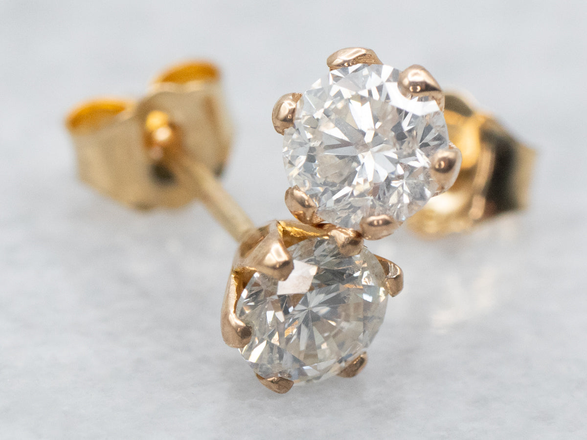 Yellow Gold Diamond Stud Earrings