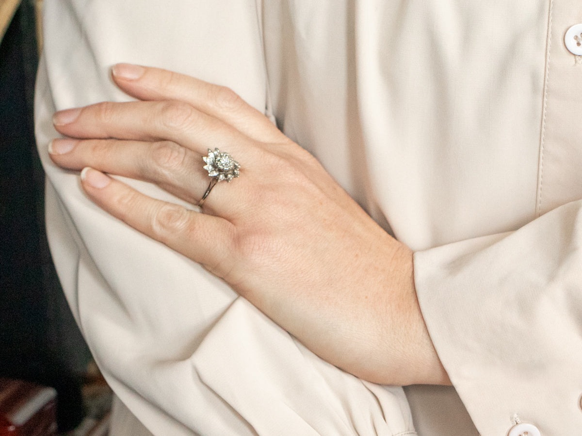 White Gold Diamond Cluster Ring