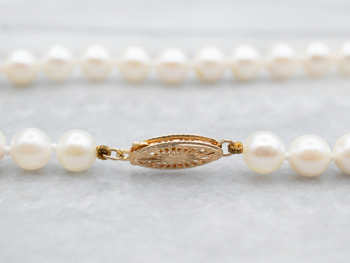 Saltwater Pearl Beaded Necklace with Filigree Clasp