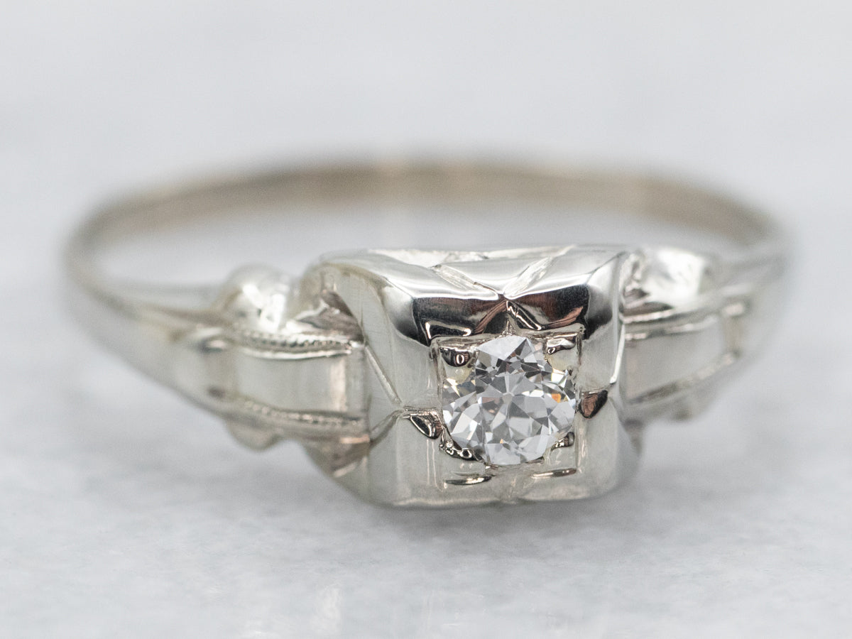 Late Art Deco Diamond Solitaire Engagement Ring