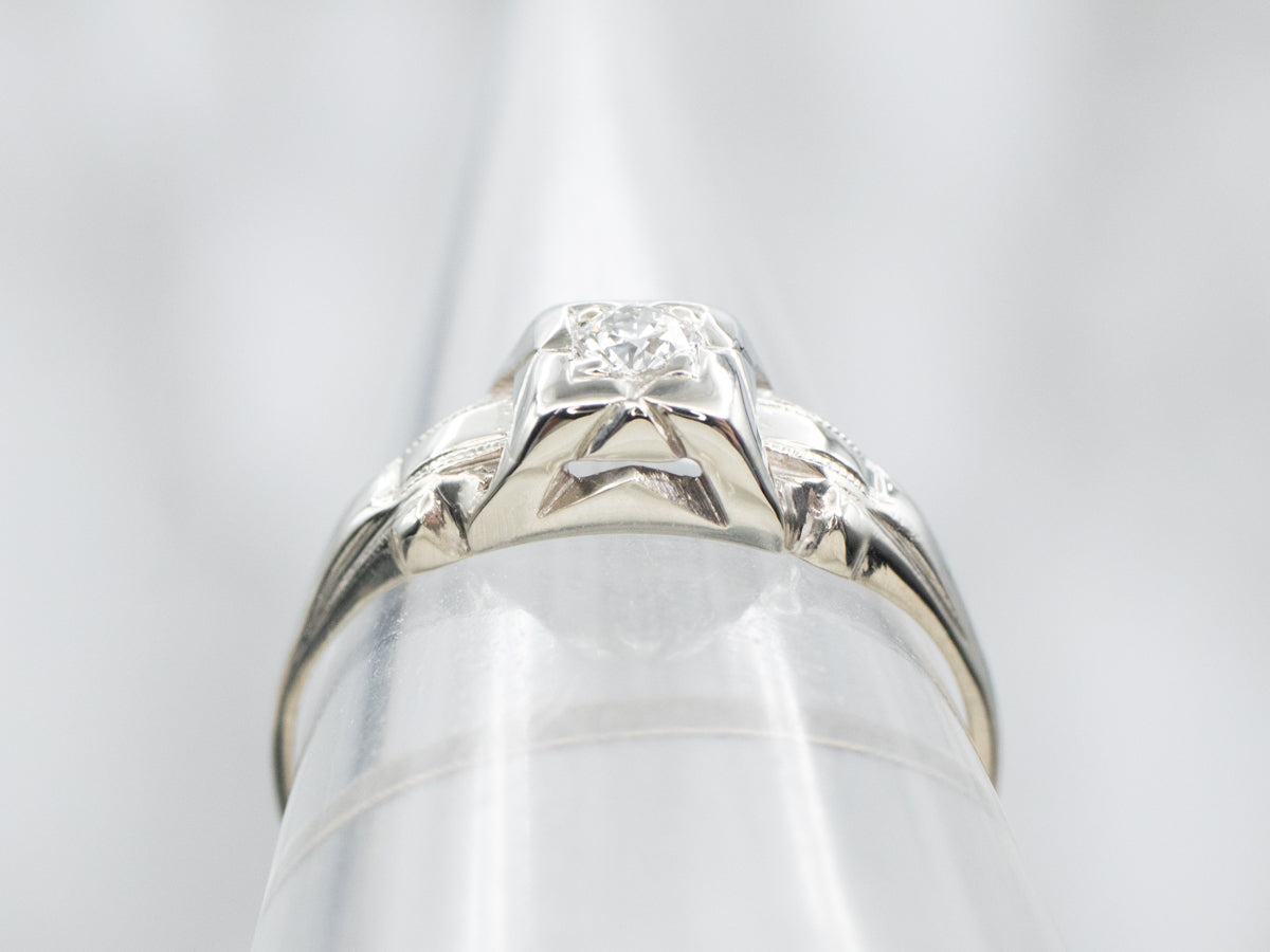 Late Art Deco Diamond Solitaire Engagement Ring