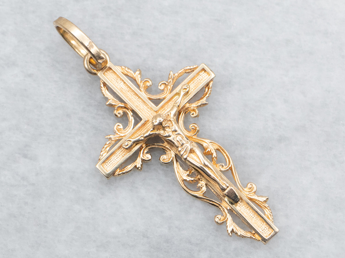 Antique gold crucifix pendant online