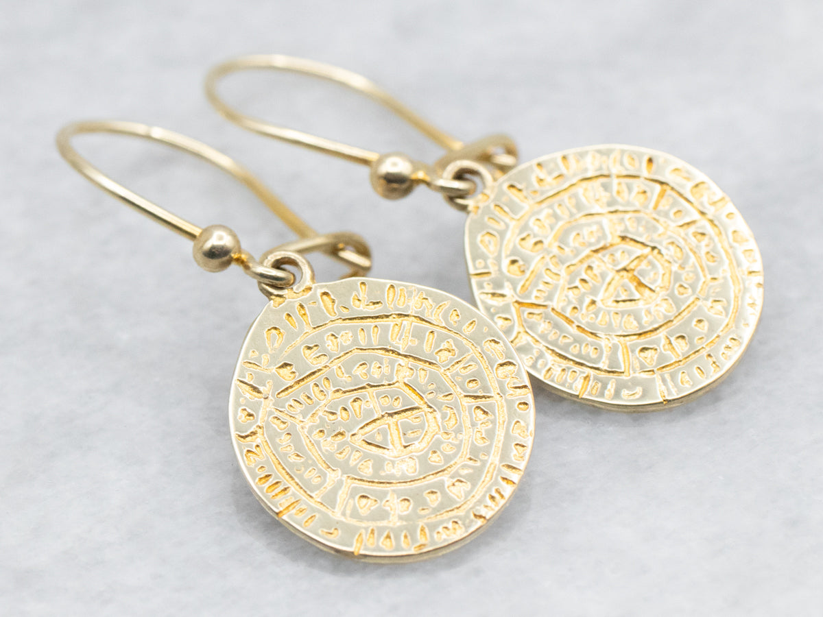 Textured Disc Drop Earrings