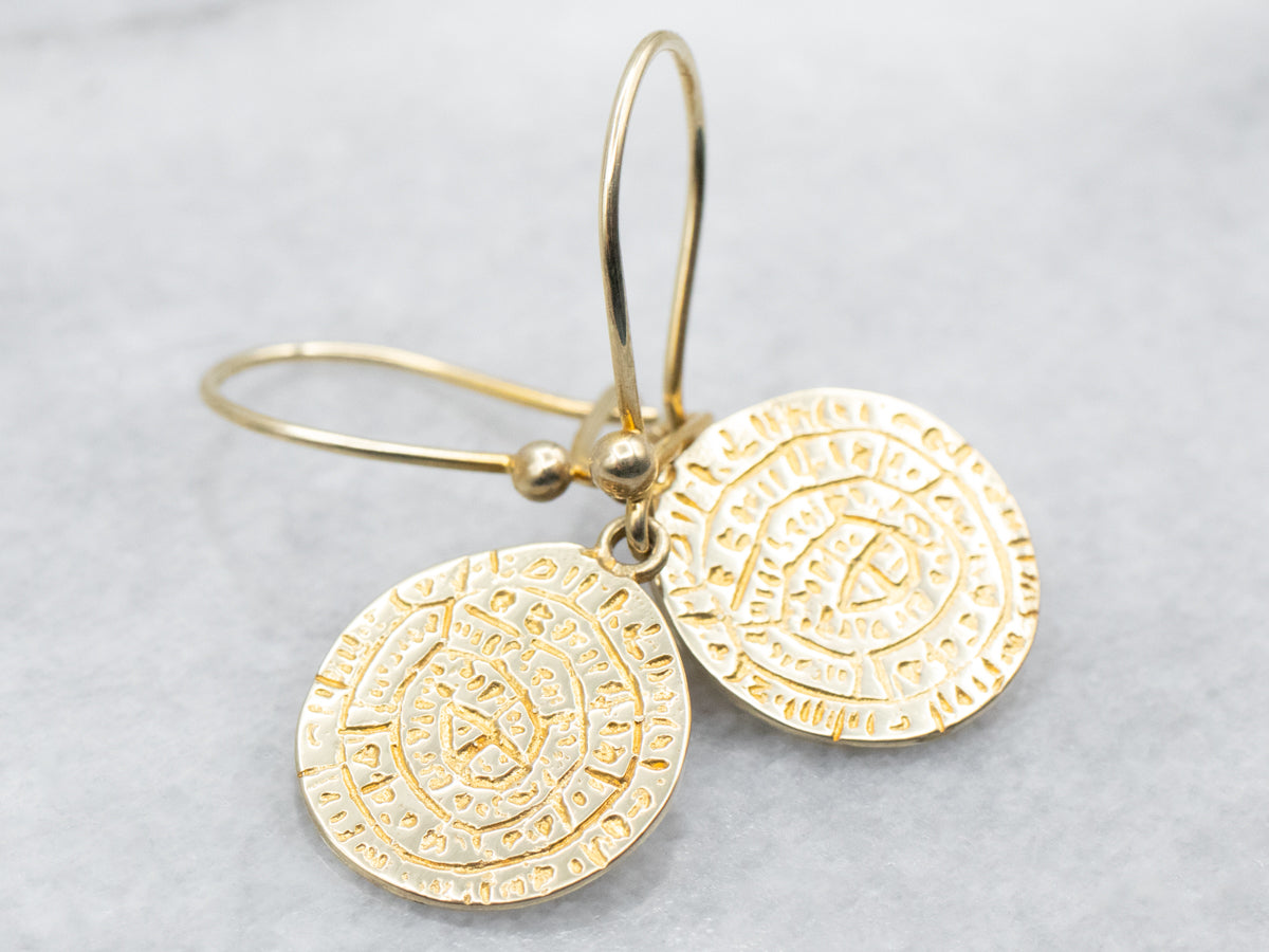 Textured Disc Drop Earrings