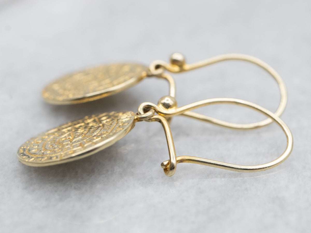 Textured Disc Drop Earrings