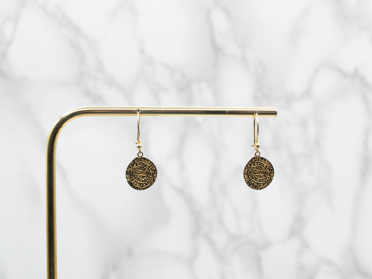 Textured Disc Drop Earrings